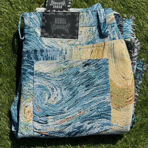 Rebel Vengeance Starry Night Tapestry Cargo Pants Size 32 Artistic Streetwear - Picture 14 of 16